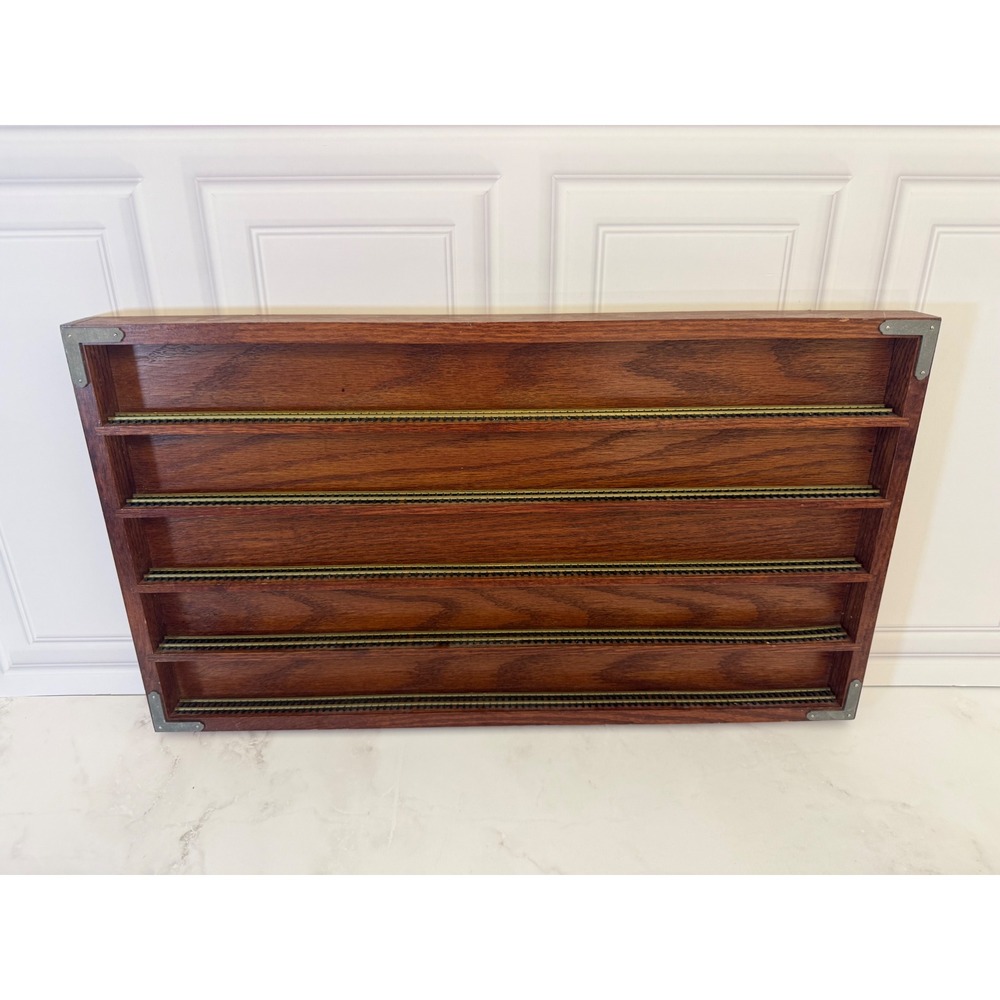 Franklin Mint Wood Model Train Display Case 5 Tier Wall Mount Rack HO Scale